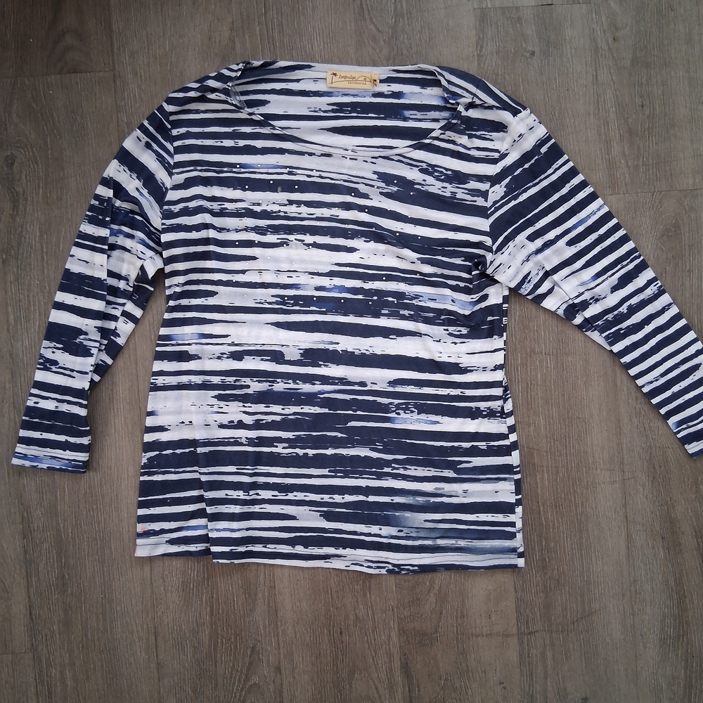 Pulse Navy and White Striped Blouse